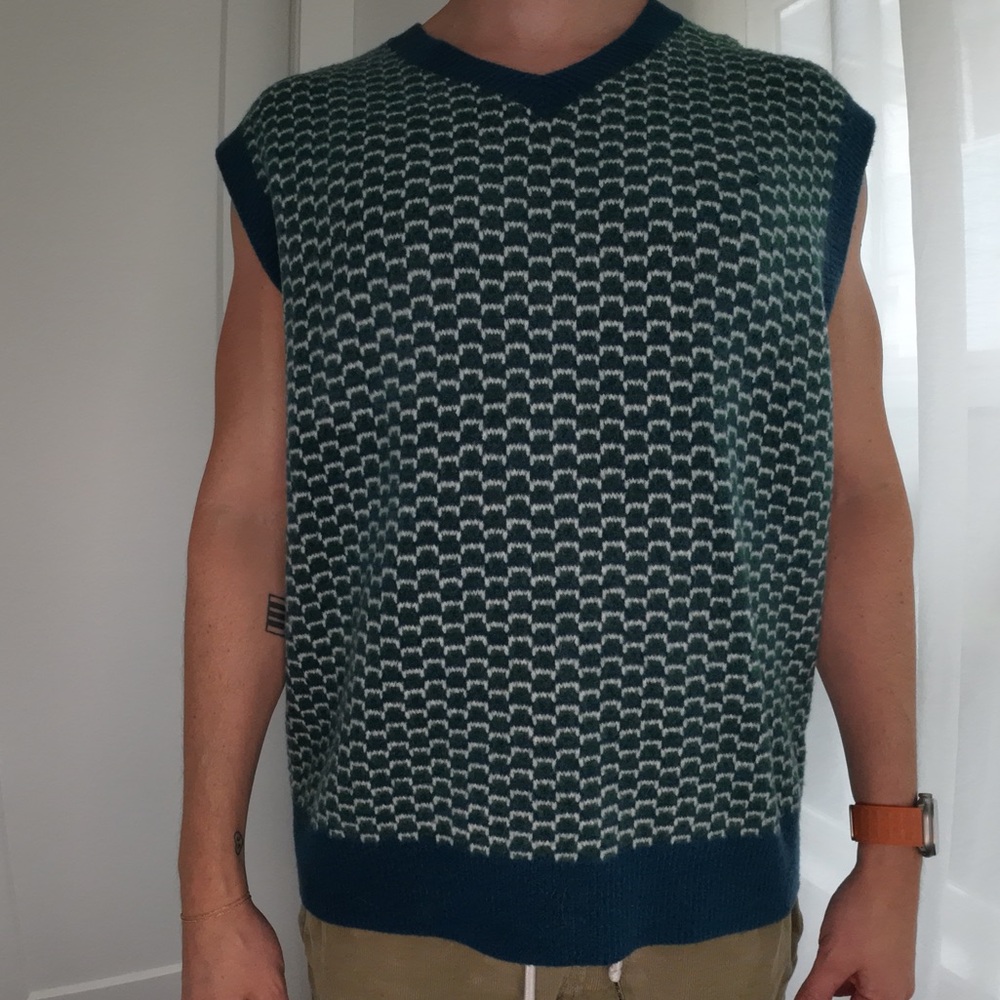 Men’s Zara sweater vest - blue and green size XL